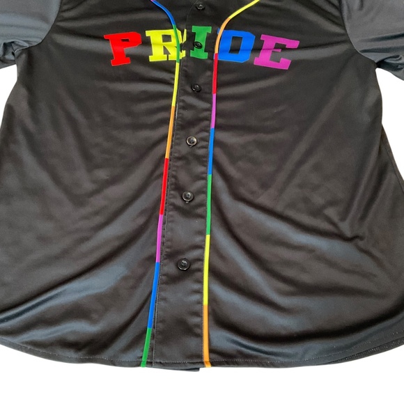 LGBTQ+ Pride Love Is Love Jersey Baseball Shirt GarmentOne Clothing Large Unisex - Picture 8 of 9